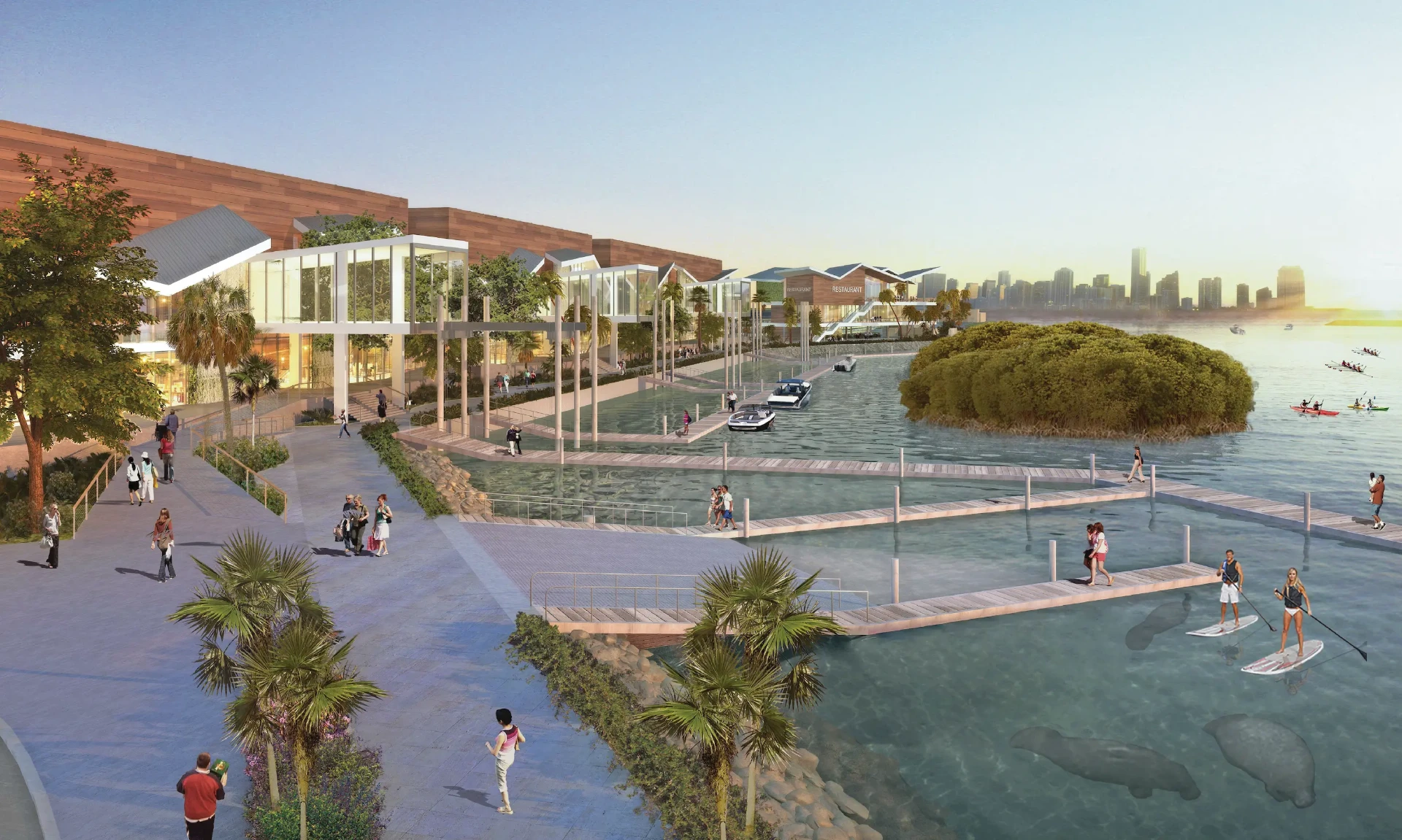 Rendering of the Virginia Key baywalk and waterfront promenade